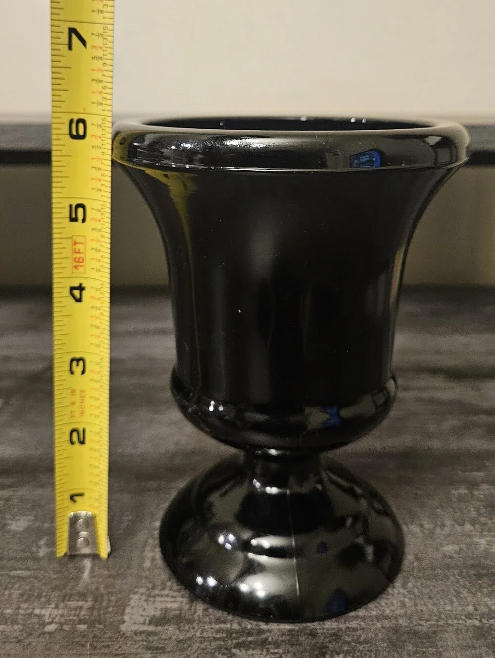 Vintage Black Amethyst Glass Vase Trio